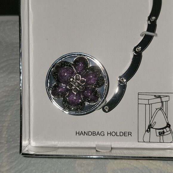 Liz Claiborne Silver & Accents Handbag Purse Holder Hook Table New - Picture 6 of 6